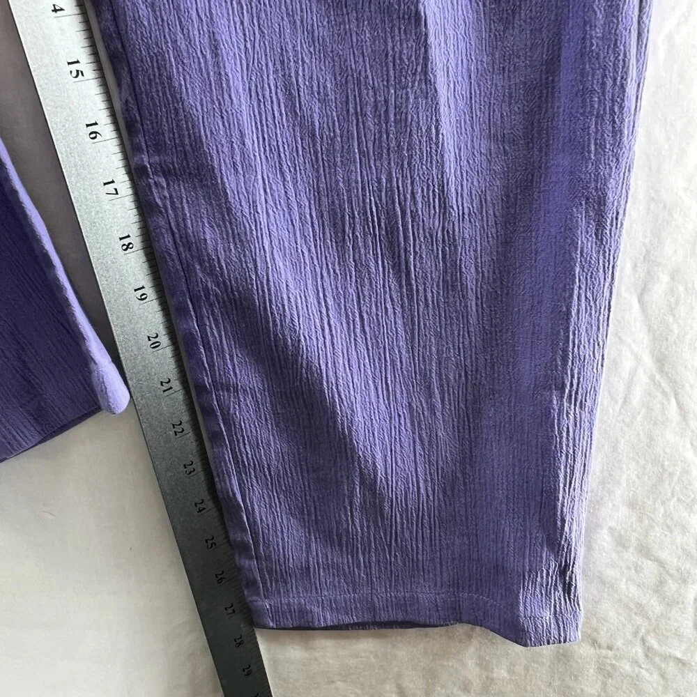 Appleseeds Crinkle Gauze Pull On Pants Womens 12P Elastic Waist High Rise Purple - Picture 9 of 10